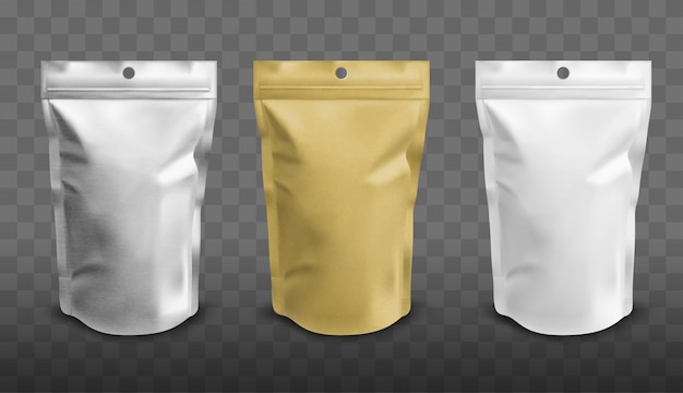 Free vector foil pouch with zipper, doypack for food