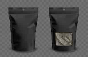 Free vector foil pouch with zipper and plastic window for tea