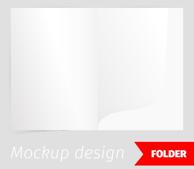 Vettore gratuito piega design realistico mockup con effetto ombra