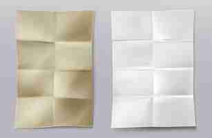 Free vector folded blank white and kraft paper sheets