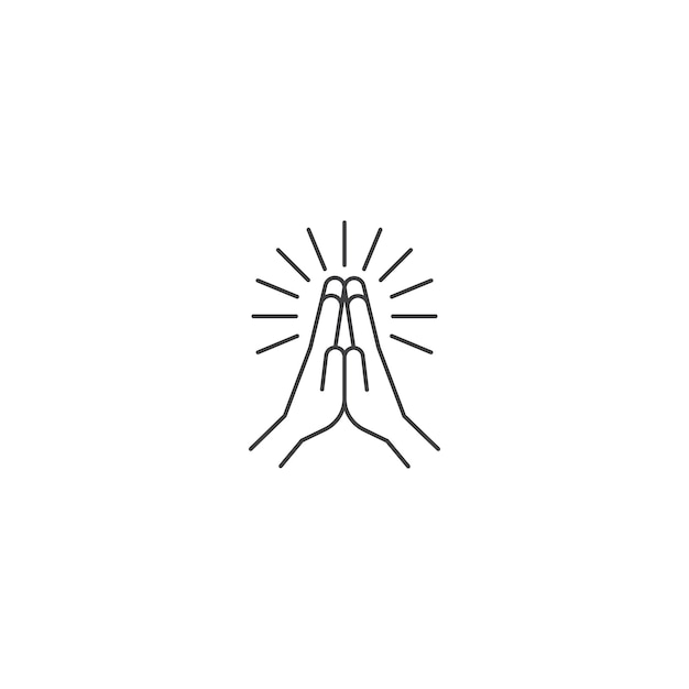 Folded hand, praying. vector icon template