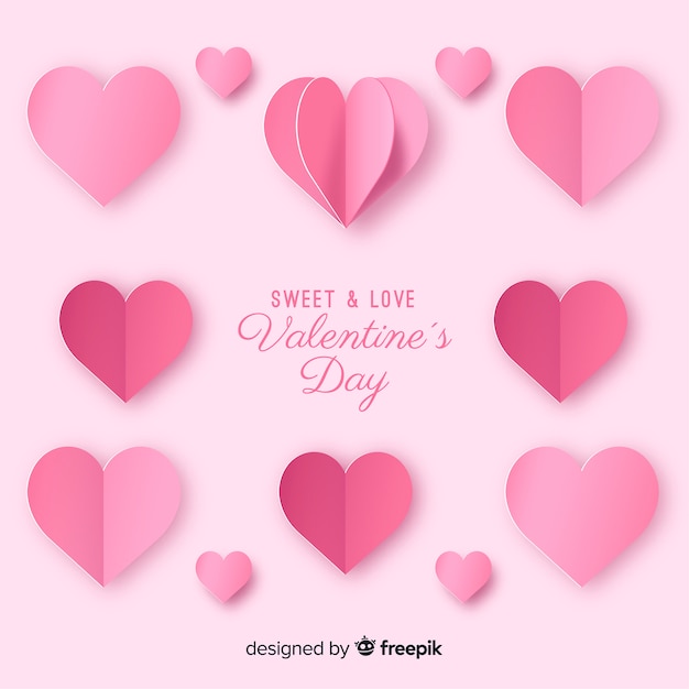 Free vector folded hearts valentine's day background