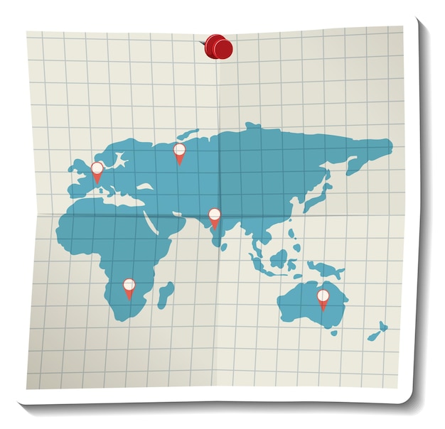 Сложенная бумажная карта мира