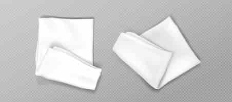 Vettore gratuito set asciugamani da cucina bianchi piegati