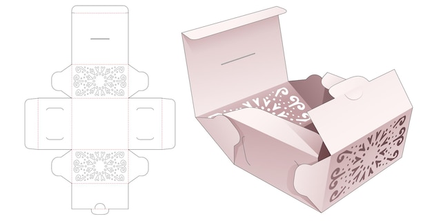 Premium Vector | Cardboard foldable cake box die cut template