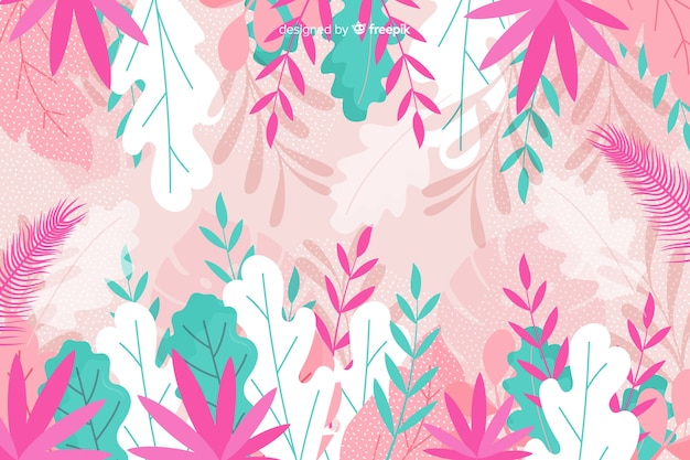 Free vector foliage in blue and pink shades background