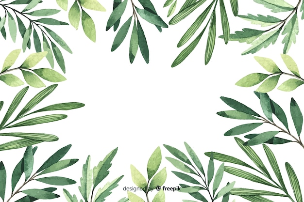 Foliage with copy space watercolour floral background
