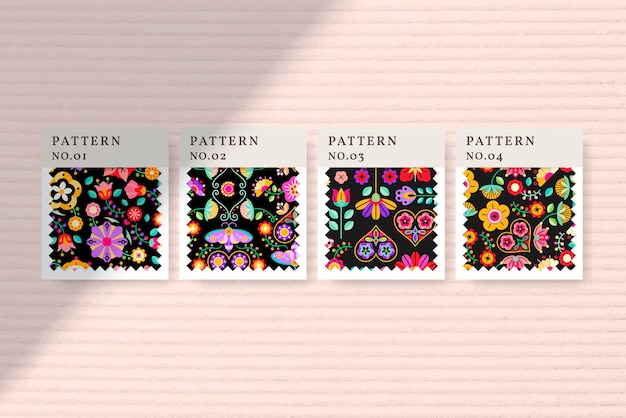 Folk art design element patterned stamp vector set Premium Vector