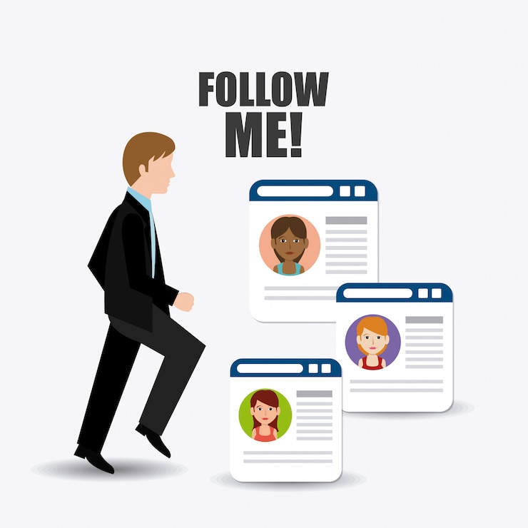Free Vector follow me social and business theme design