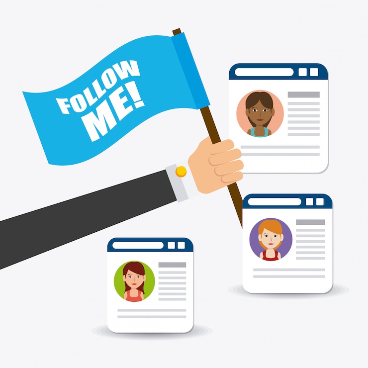 Free Vector follow me social and business theme design