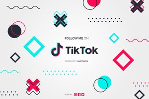 Follow me on tiktok background in memphis design style