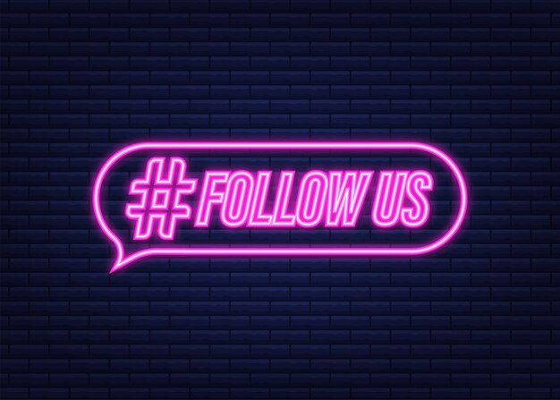 Follow us hashtag thursday throwback symbol. neon icon. vector stock illustration.