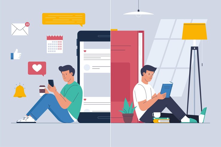 Free Vector fomo vs jomo illustration concept