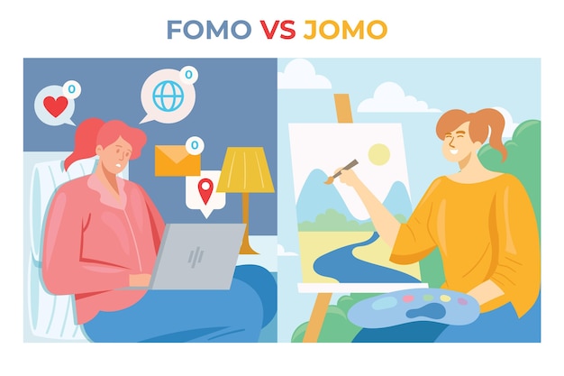 Free vector fomo vs jomo