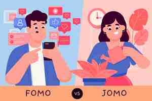 Free vector fomo vs jomo