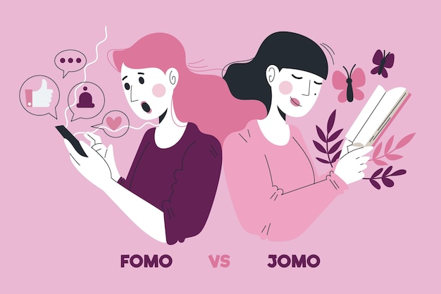 Free vector fomo vs jomo