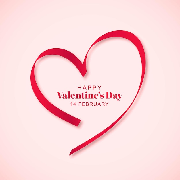 Fondo de tarjeta de corazón de cinta hermosa feliz día de san valentín