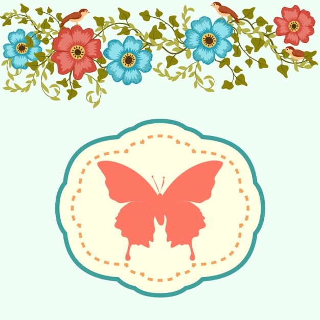 Free Vector fondo floral con una mariposa
