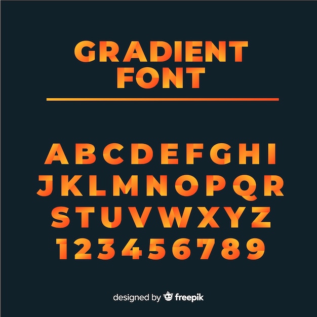 Free vector font alphabet in gradient style