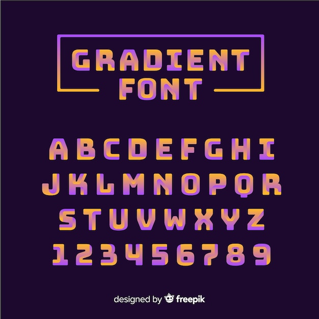 Free vector font alphabet in gradient style