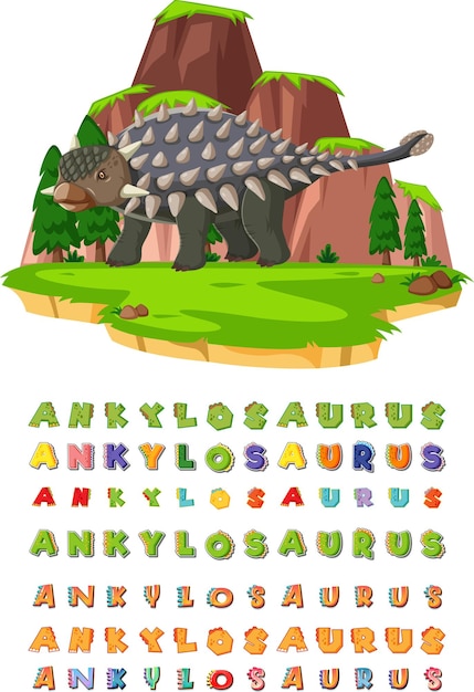 Font design for ankylosaurus