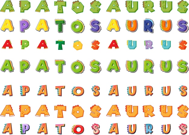 Free vector font design for apatosaurus