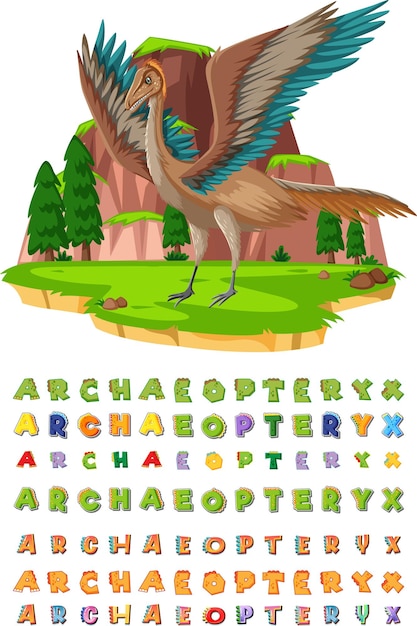 Free vector font design for archaropteryx