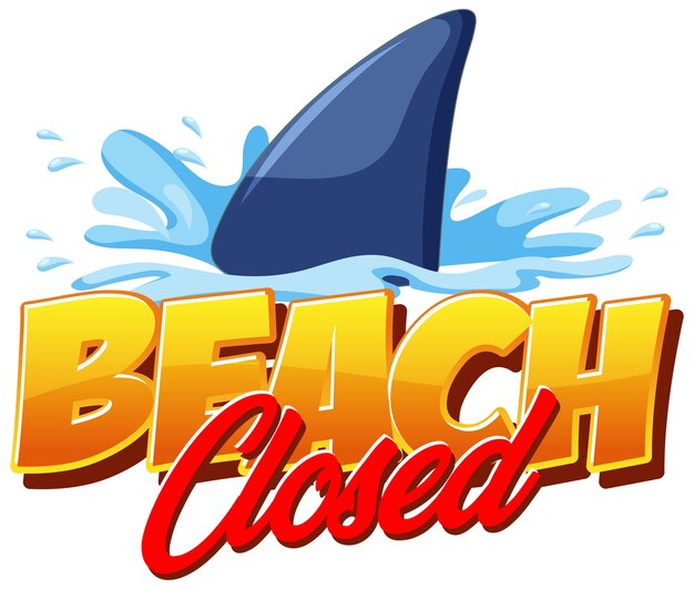 Font design for beach closed with shark in water