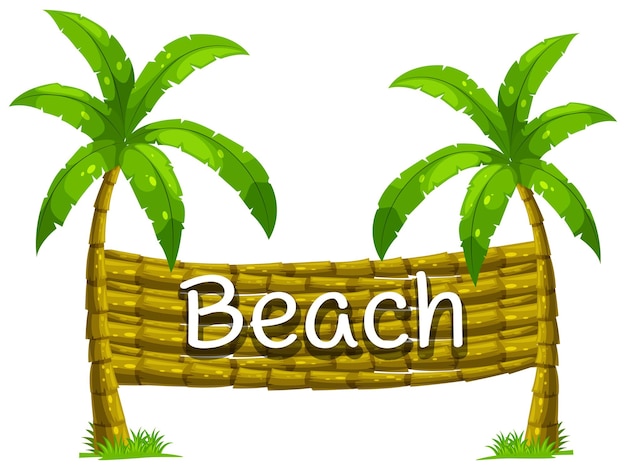 Free vector font design for beach on coconut tree