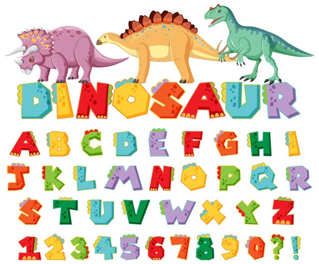 Font design for dinosaur alphabets
