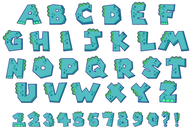 Free vector font design for english alphabets in blue