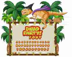 Free vector font design for english alphabets in dinosaur character on canva