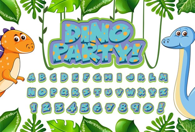 Font design for english alphabets in dinosaur character on templ