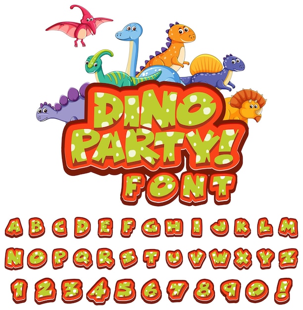 Free vector font design for english alphabets in dinosaur character