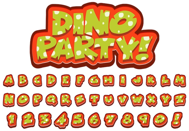 Free vector font design for english alphabets in dinosaur character