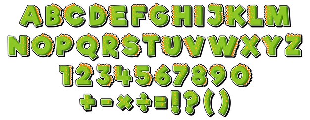 Font design for english alphabets and numbers