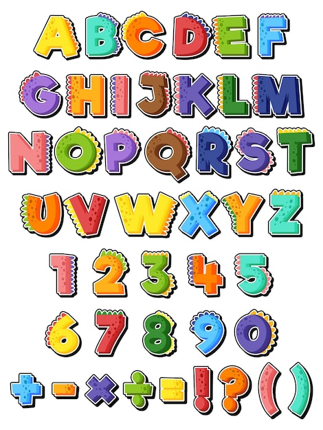 Free vector font design for english alphabets and numbers