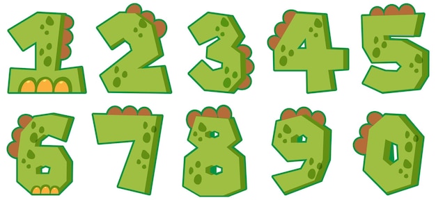 무료 벡터 녹색 숫자의 글꼴 디자인