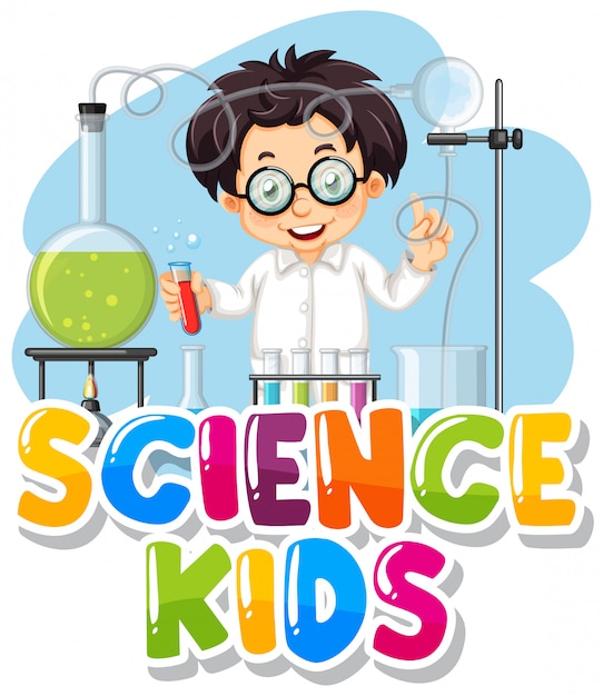 실험실에서 아이와 단어 과학 아이들을위한 글꼴 디자인