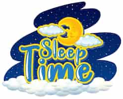 Бесплатное векторное изображение Дизайн шрифта для слова время сна с ночным небом