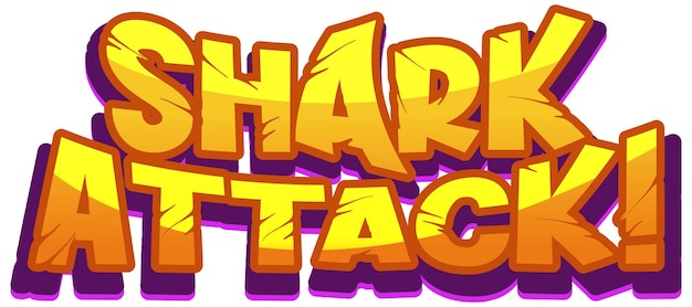 Бесплатное векторное изображение Дизайн шрифта для слов атака акулы