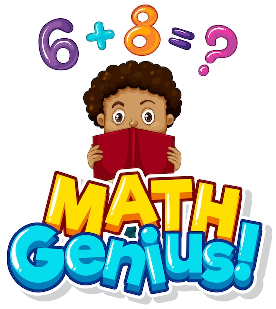 Font design for math genius with boy doing homework