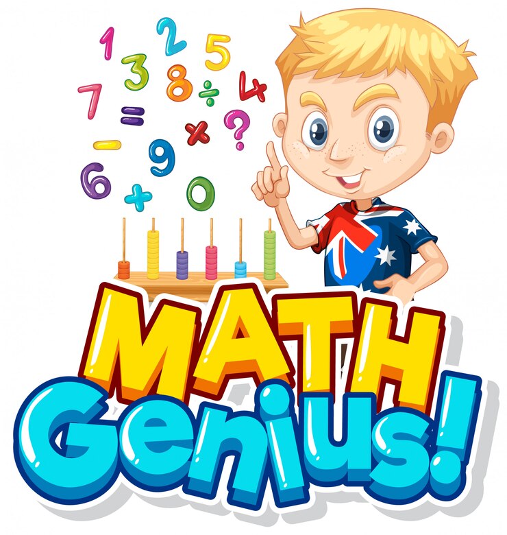 Free Vector font design for math genius with boy and numbers