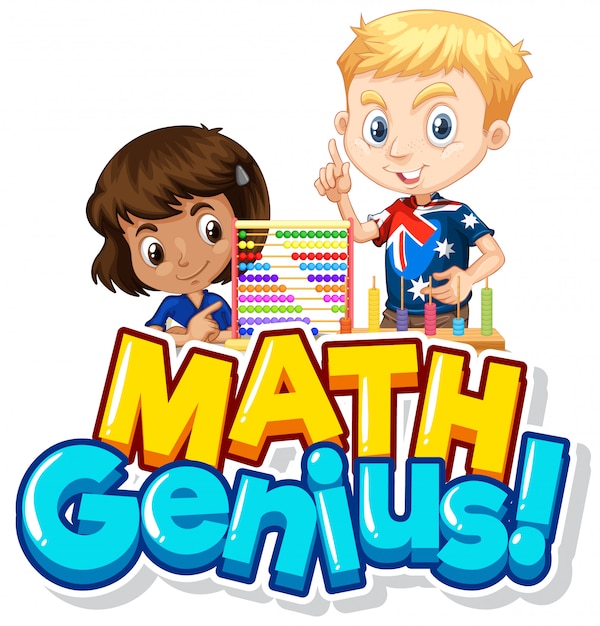 Free vector font design for math genius with two children counting