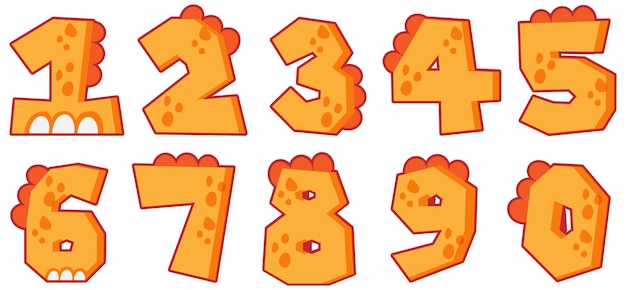 Free vector font design for number one to zero