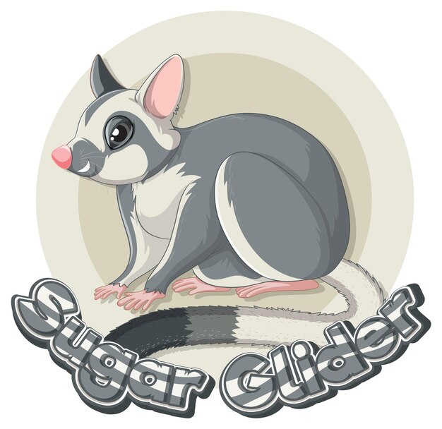 Font design for sugar glider in gray