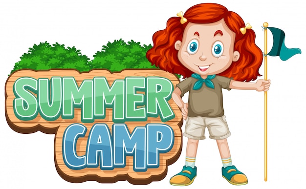 Font design for summer camp with cute kid at park