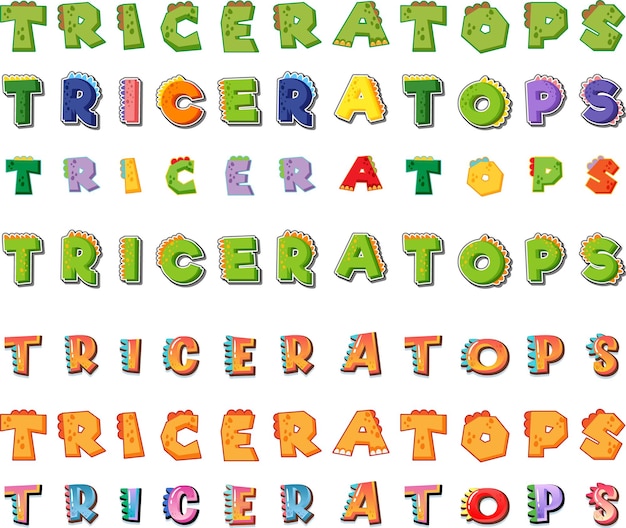 Free vector font design for triceratops