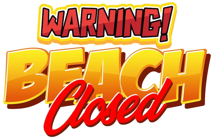 Free Vector font design for warning beach closed