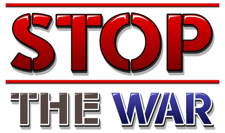 Free Vector font design with word stop the war